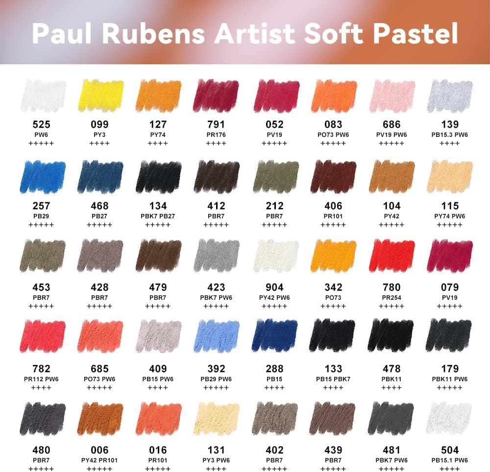 Paul Rubens Professional Soft Pastels, Handmade 72 Vibrant Colors Chalk  Pastels Smooth and High Adhesion for Painting, Drawing, Blending, Crafting