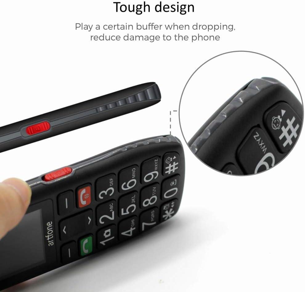 artfone C1 4G ontgrendelde mobiele seniorentelefoon met grote toetsen, SOS-knop, 1800 mAh batterij, zaklamp en laadstation, FM-radio, groot volume, aankondigingsfunctie van de tijd, 1,8 inch, zwart