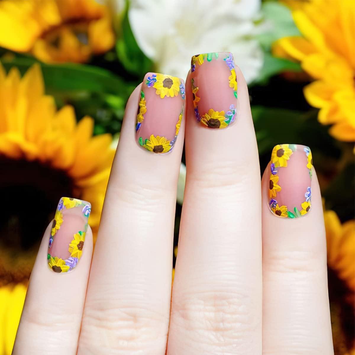 Sunflower Nails That Will Brighten Your Day | Bridal Shower 101
