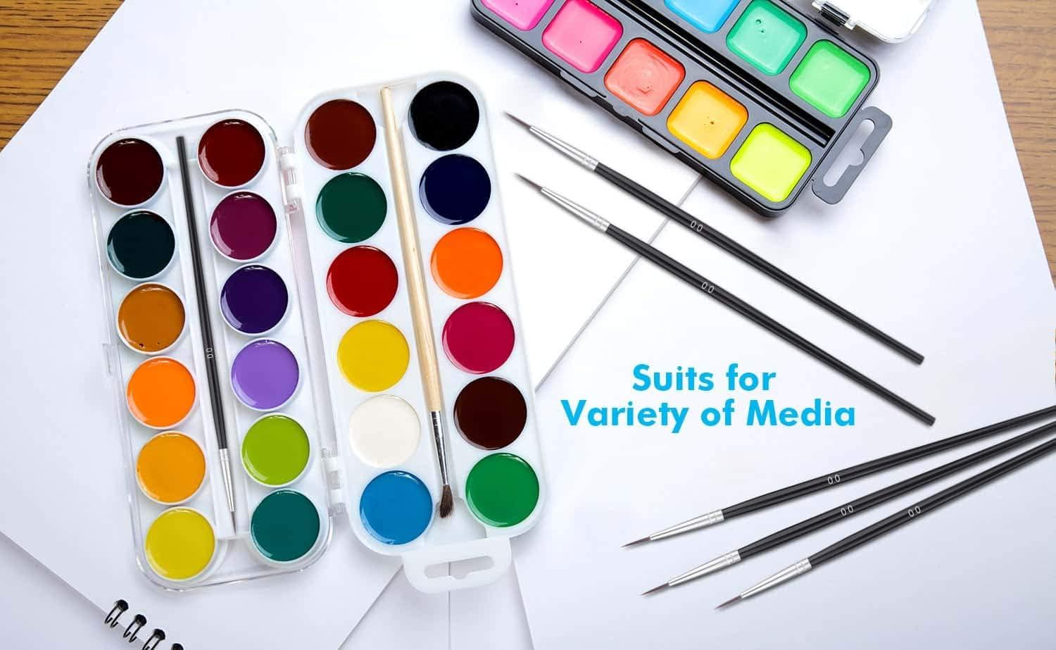 5 Pcs Set Watercolor Brush Pen Nib Round Head Blue Short Wood Nylon Hair Gouache Paint Brush Set Art Supplies For Painting - 21