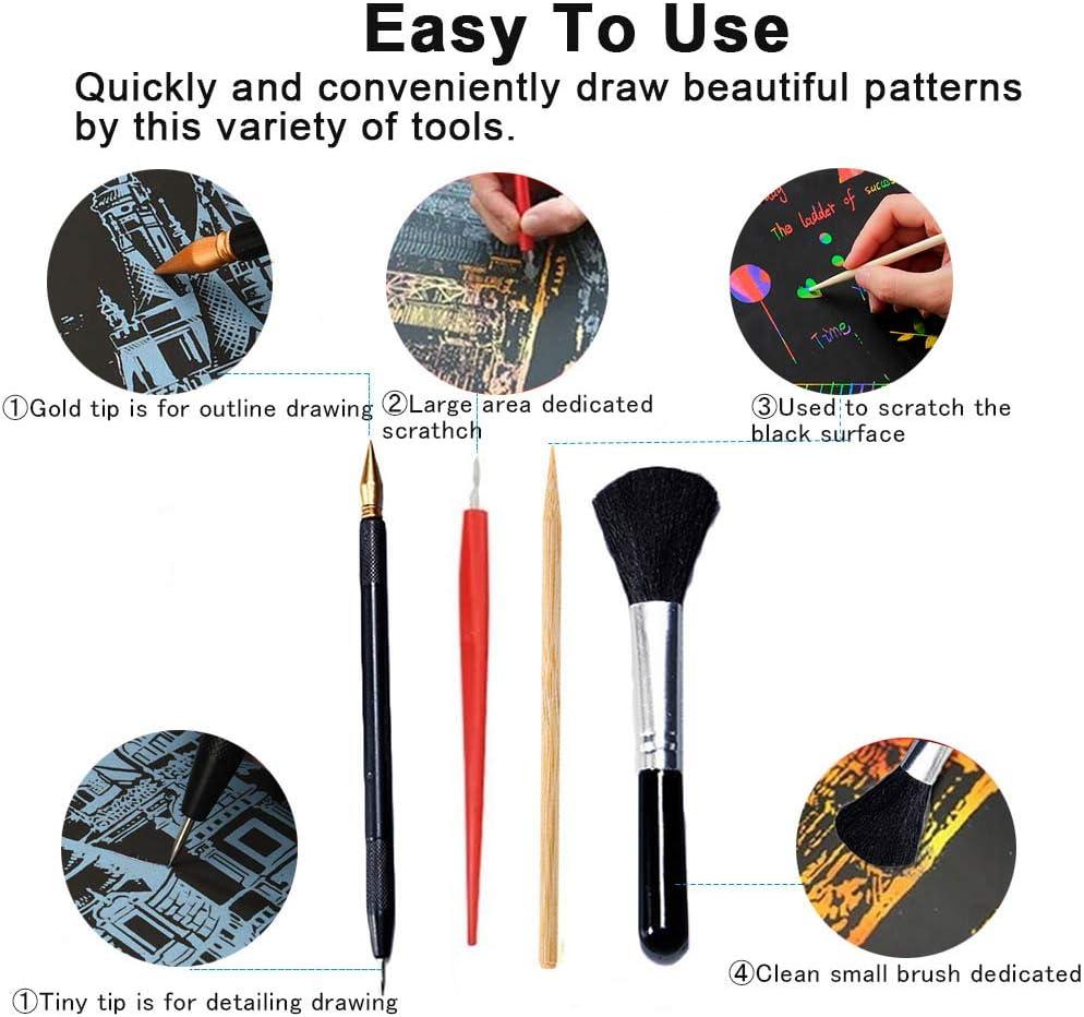Scratch Painting Art Tool 11 Pieces Scratching Drawing Tool Set Including  Artist Glove Tool Bag Scratch Coloring Pens Plastic and Wooden Stylus  Scraper Clean Brush