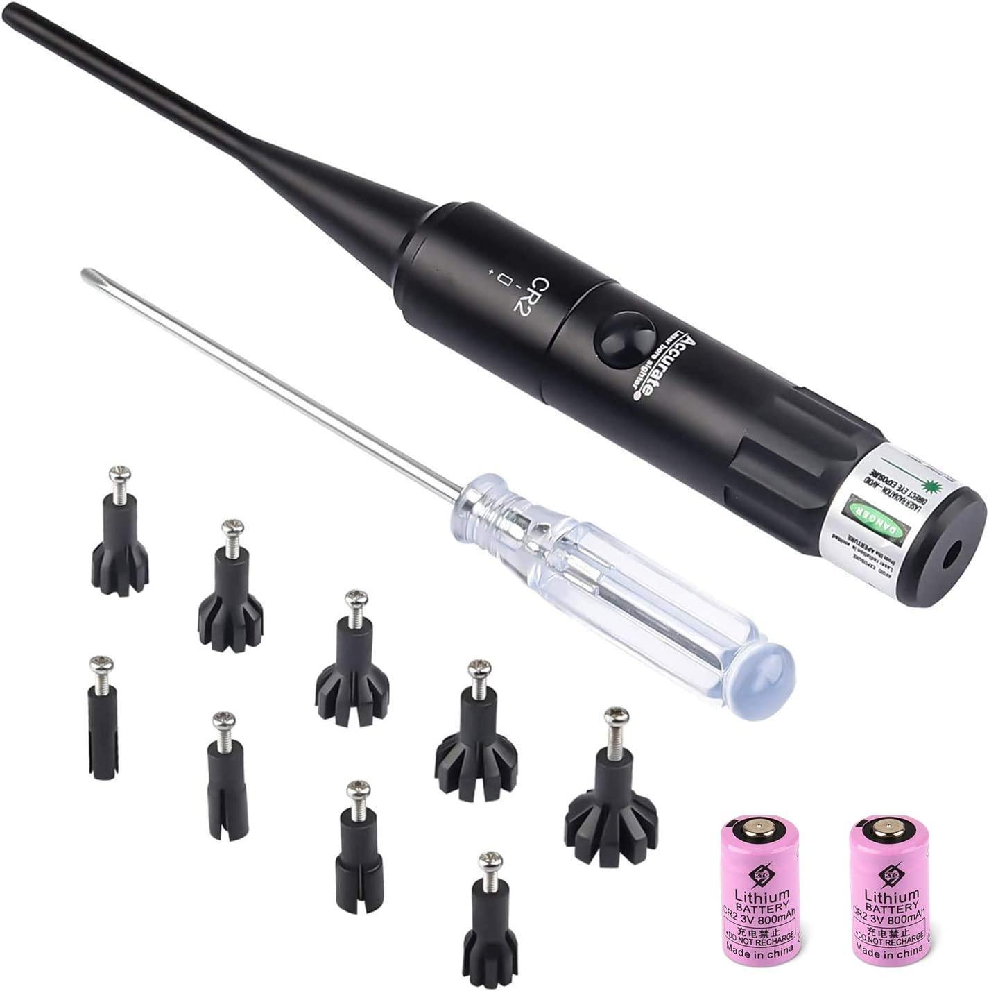 EZshoot Bore Sight Kit Bright Green or Red Dot BoreSighter with Big Button Switch for .17 to .54