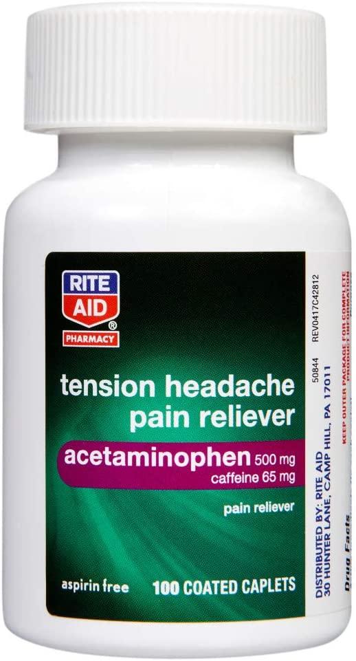 Rite Aid Tension Headache Pain Reliever, Acetaminophen, 500 mg, 100