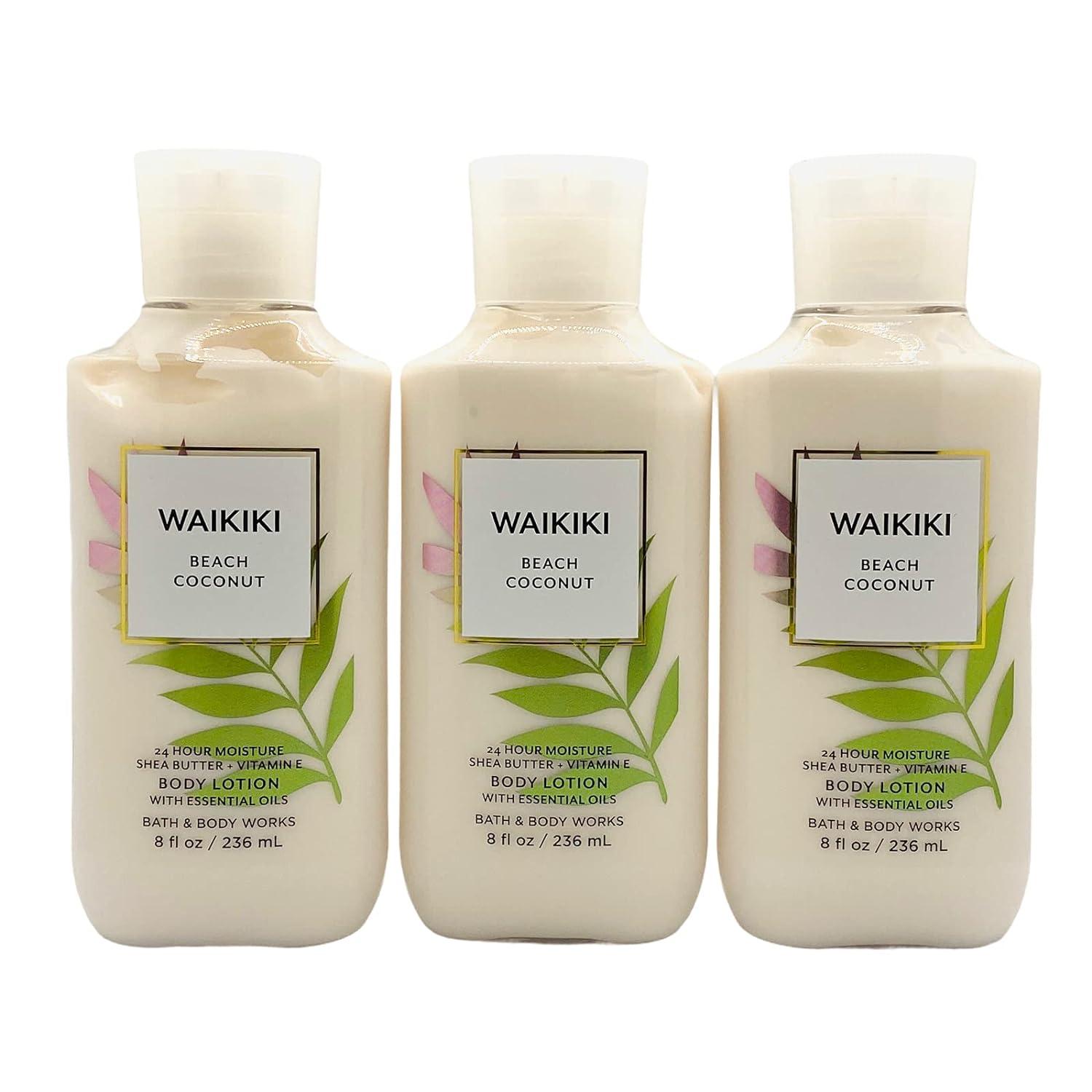 Bath & Body Works Shea & Vitamin E Body Lotion Waikiki Beach Coconut 8oz (3 Pack)