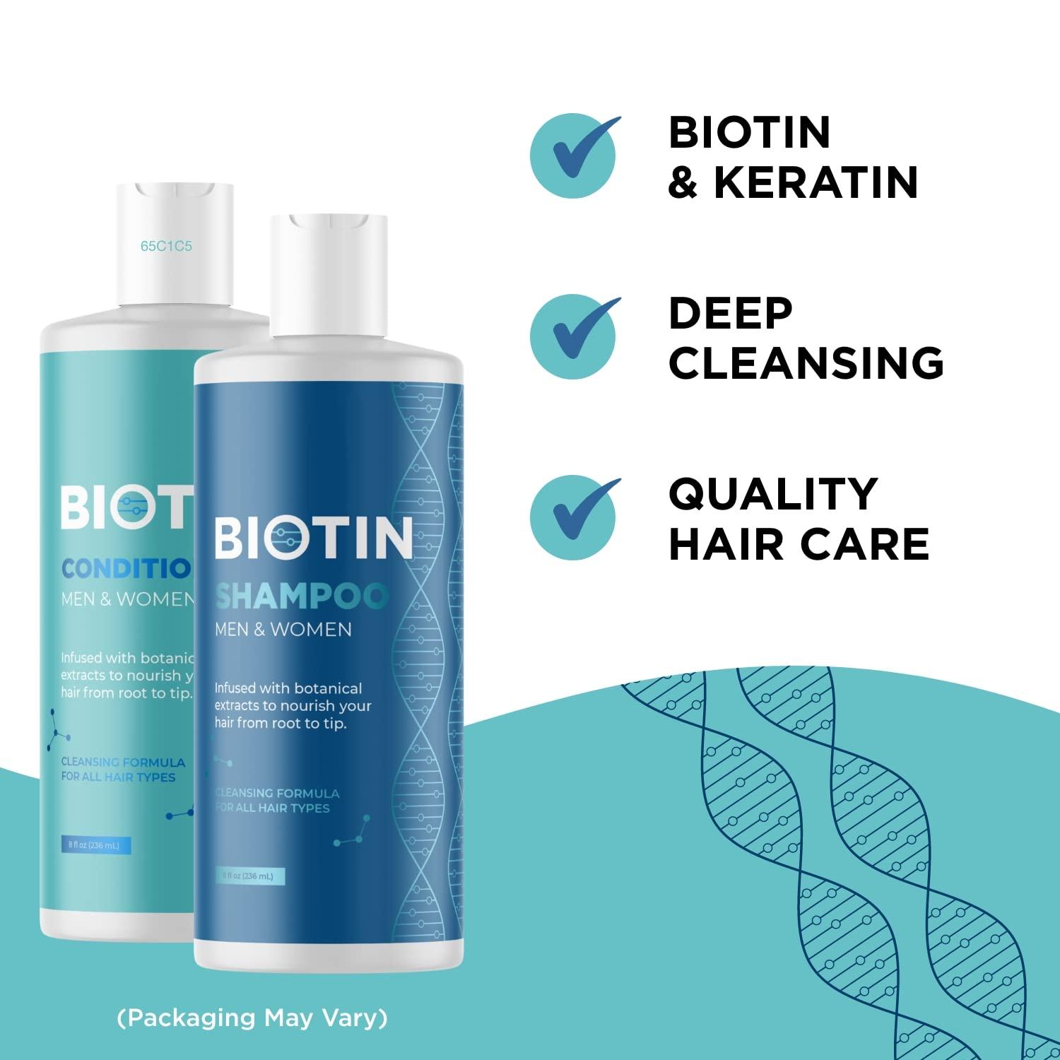 Biotin Volumizing Shampoo & Conditioner Set for Dry, Damaged Hair