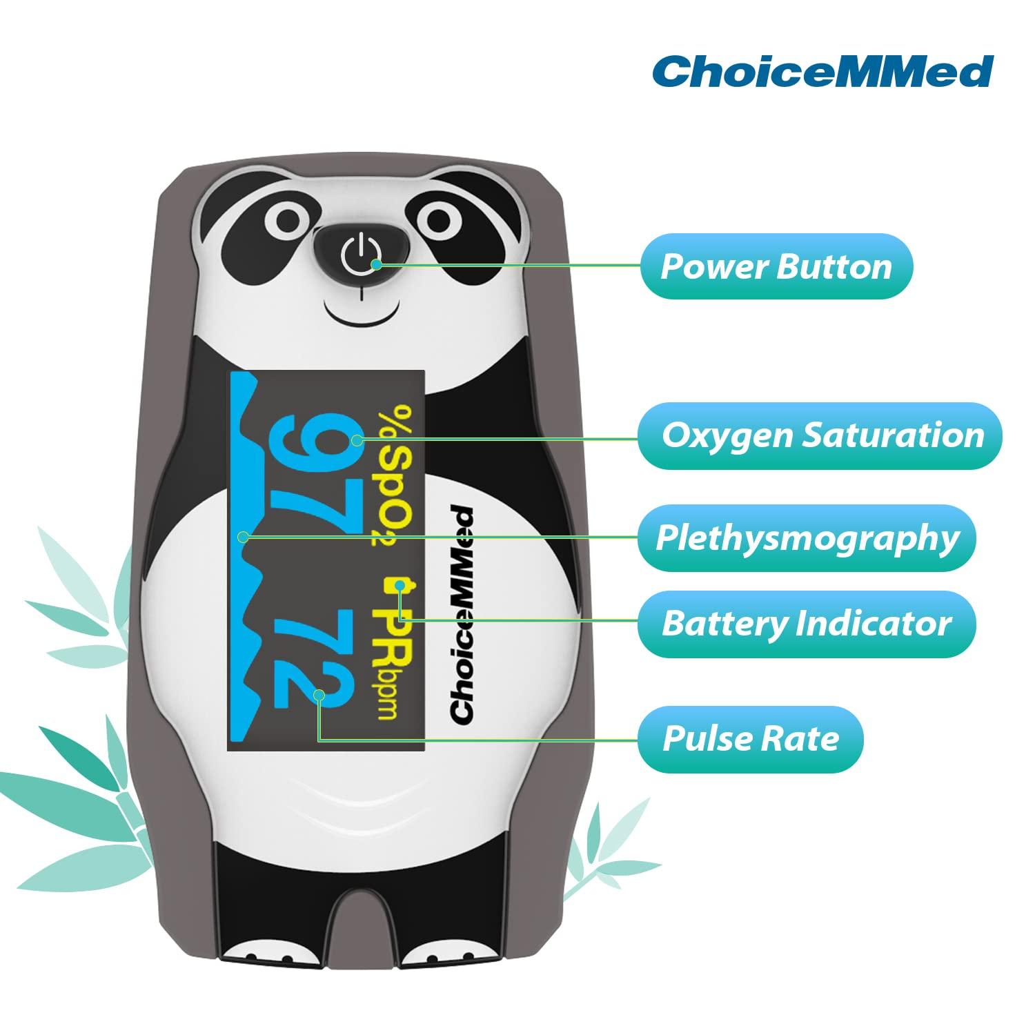 CHOICEMMED OLED Panda Pediatric Pulse Oximeter Fingertip SP02 Pulse