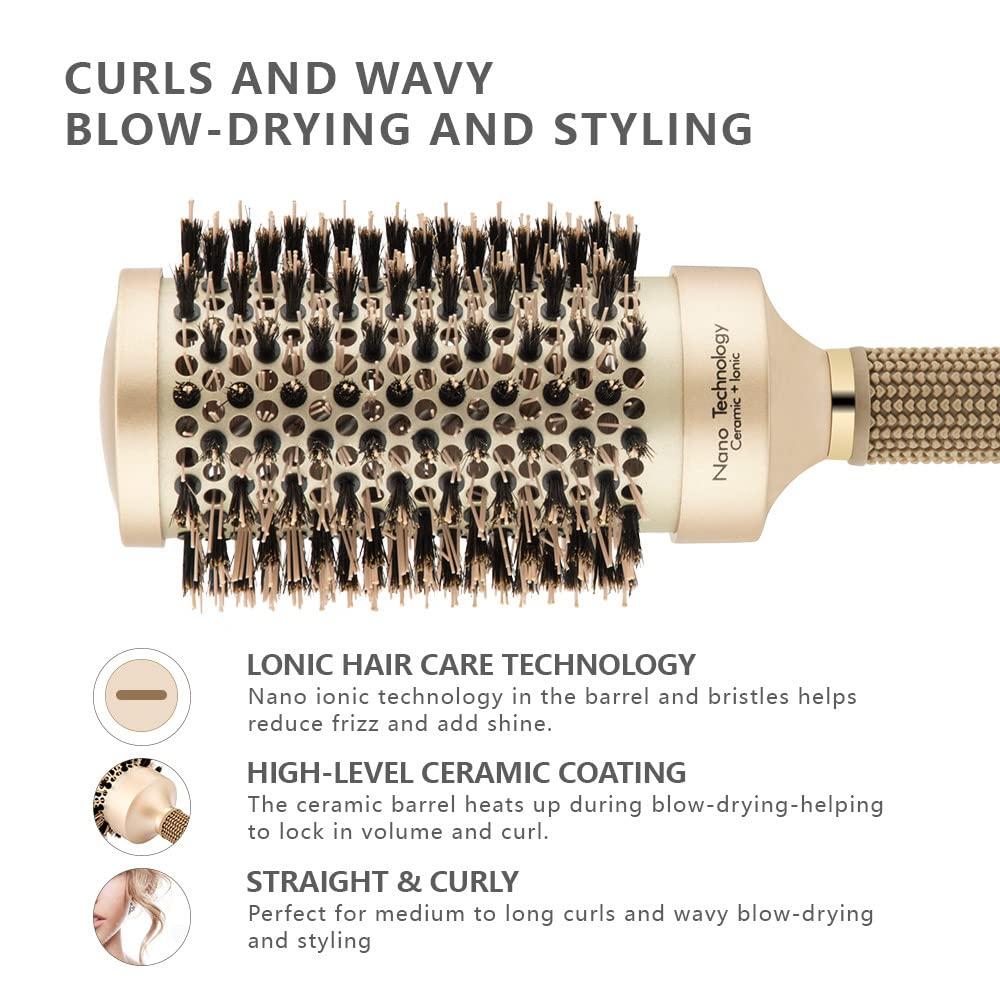Round Brush for Blow Drying Large Round Barrel Brush with Boar
