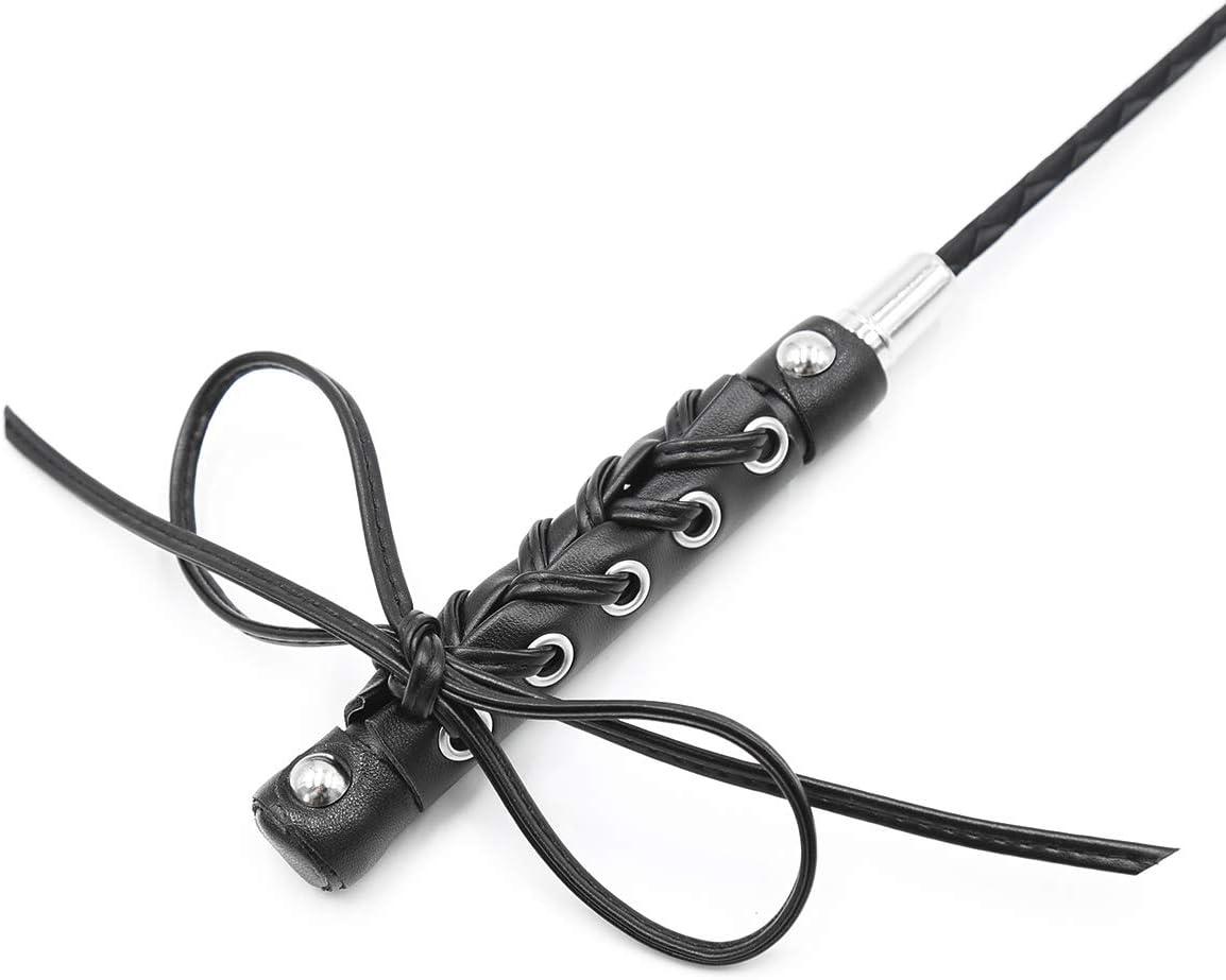 18" Real Riding Crop Braided Handle with Genuine Leather Top Premium