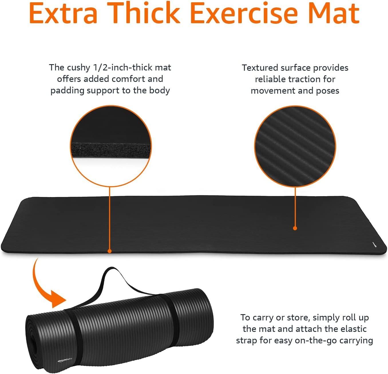 Amazon Basics 1 2 Inch Extra Thick Exercise Yoga Mat Black Yoga Mat