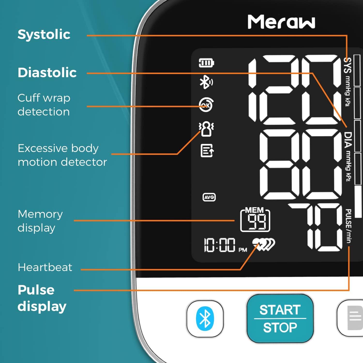  Meraw Blood Pressure Monitor Home Use, Blood Pressure Cuff  Digital Arm, Blood Pressure Monitor Automatic Cuff 8.7-16.5 Bluetooth App  Tracking Irregular Heartbeat Monitoring FSA/HSA Eligible Pink : Health &  Household