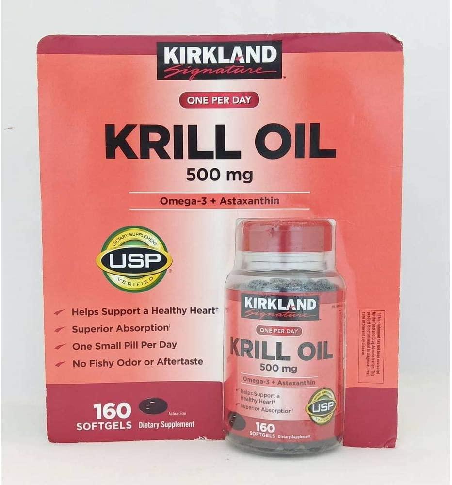 Kirkland Signature Krill Oil 500 Milligram 160 Softgels 160 Count (Pack