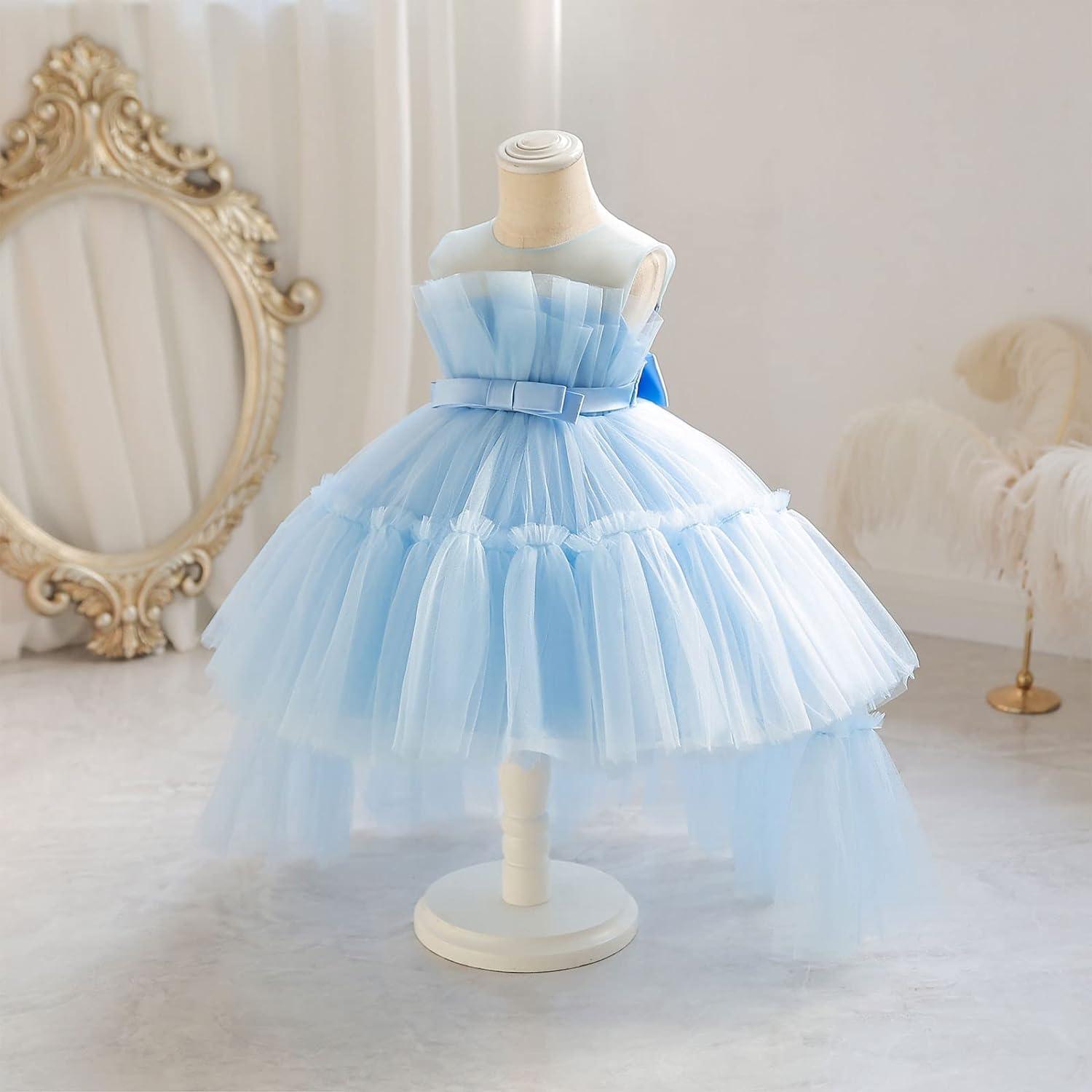 Miipat Baby Girl Dress Tulle Sleeveless Toddler Girls Princess Party Birthday Dresses Wedding Baby Flower Girl Dress with Headband 6 Months- 6 Years