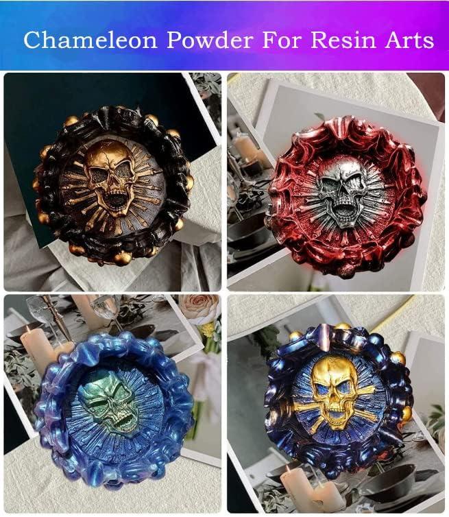 Chameleon Mica Powder, 6 Color Changing Mica Powder for Epoxy Resin,  Tumblers, Color Shifting Pigment Powder for Nail Art, Soap Making,  Painting,Slime,Cosmetics,Concrete,Oil Colour,Ceramics 6 Colors