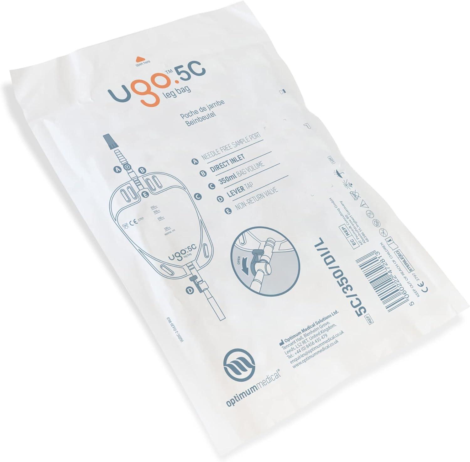 Ugo Leg Bags x10 Urine Drainage Bag/Catheter Leg Bags with Lever Tap