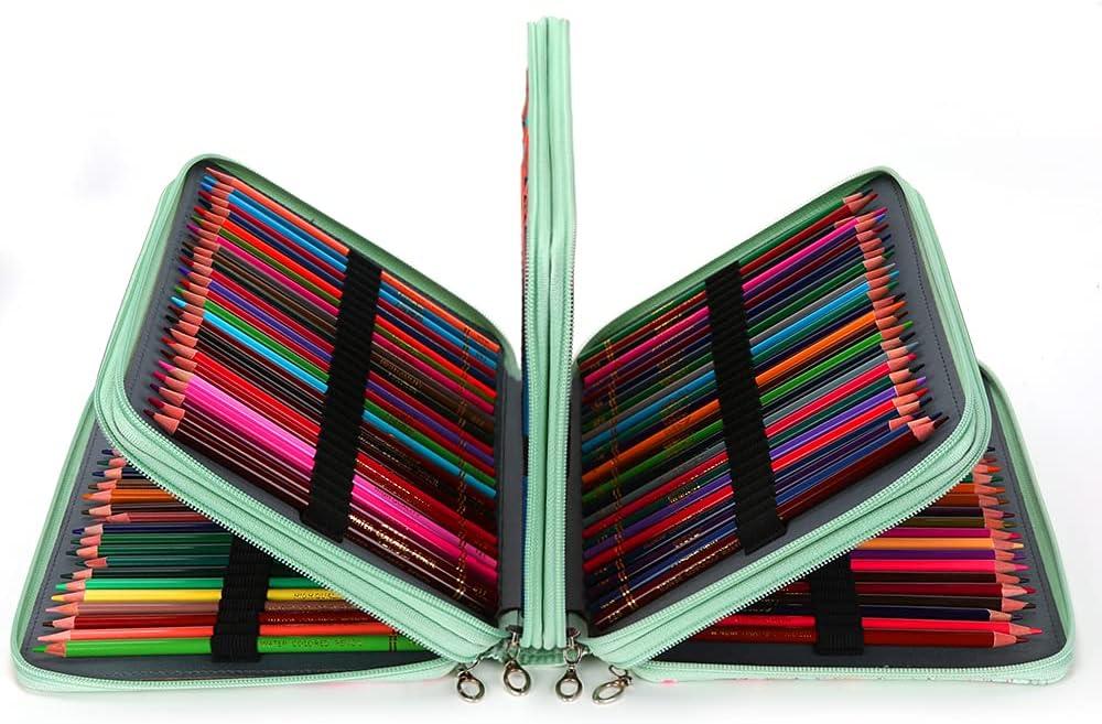 Colored Pencil Case - 200 Slots Pencil Holder with Zipper Closure