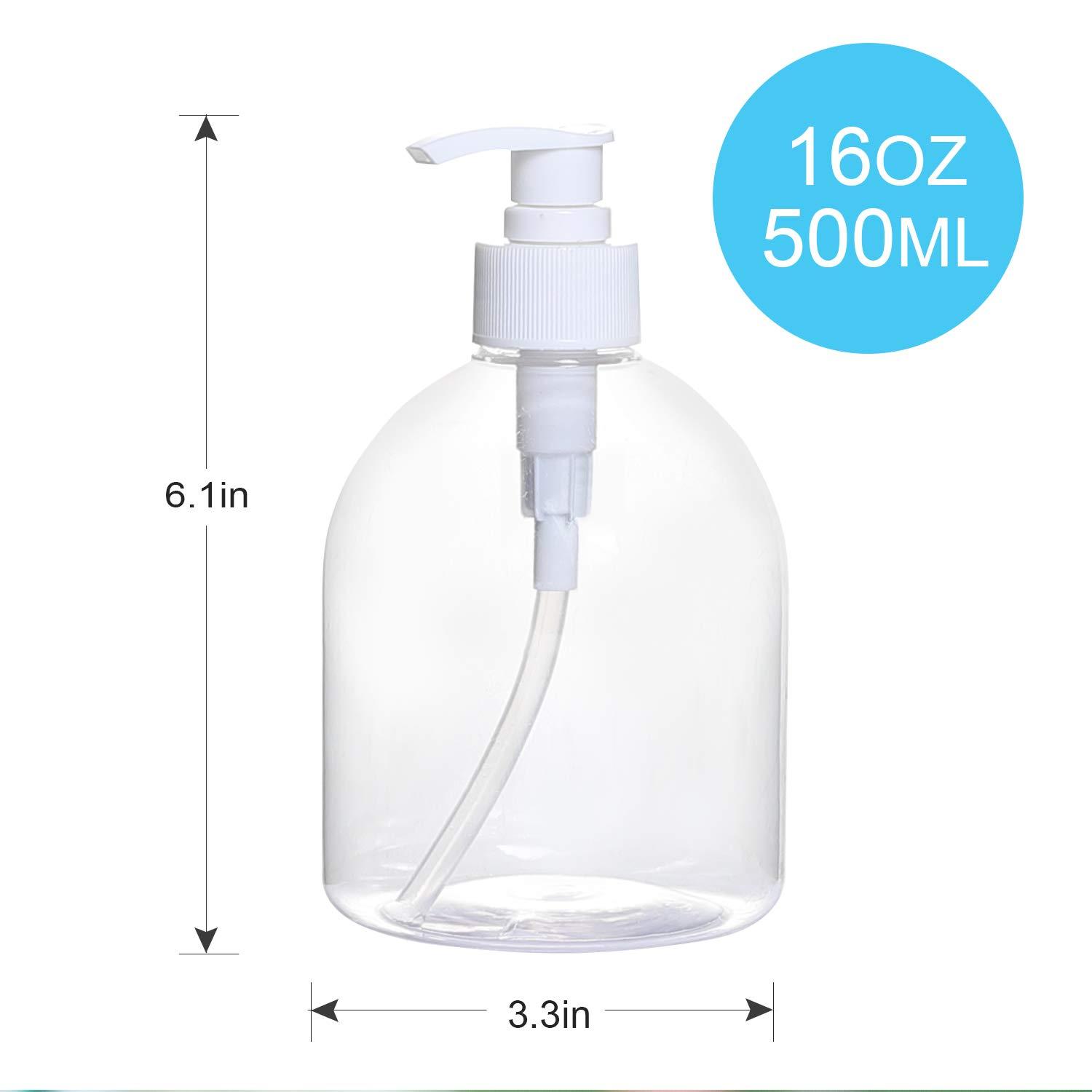 Yephets 16oz Empty Pump Bottles for Hand Sanitizer8 Pack Plastic Clear