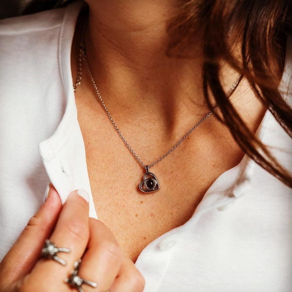 ZLHZW Personalized Picture Projection Necklace for Women Custom
