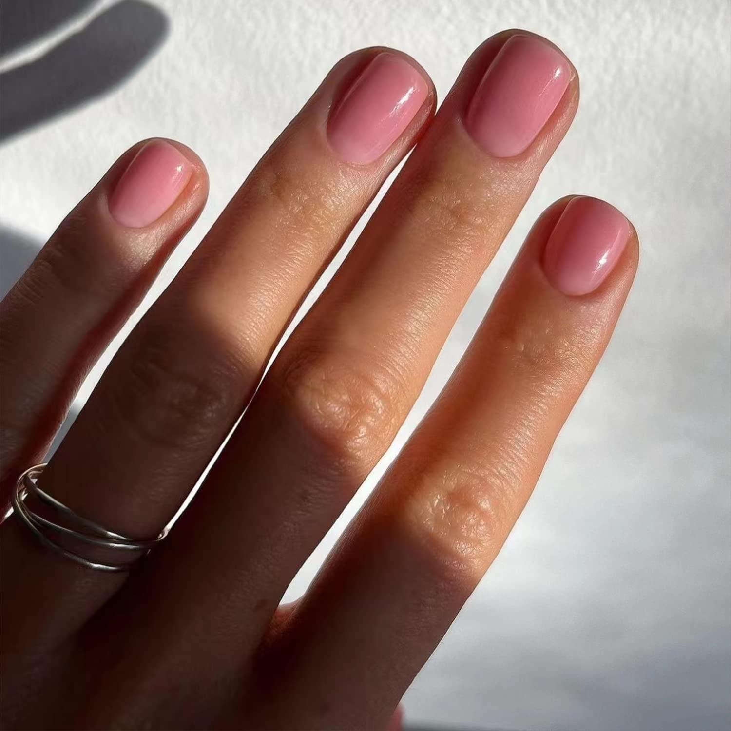 Elegant Glittering Square Pale Pink Medium Short Press On Nails – Belle  Rose Nails