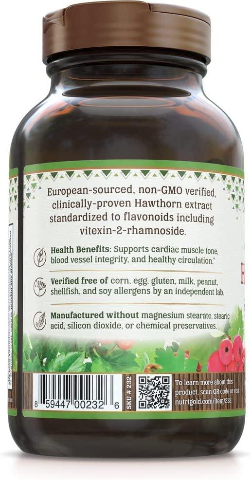 Nutrigold Hawthorn Gold 300mg ClinicallyProven Extract 90 Veggie