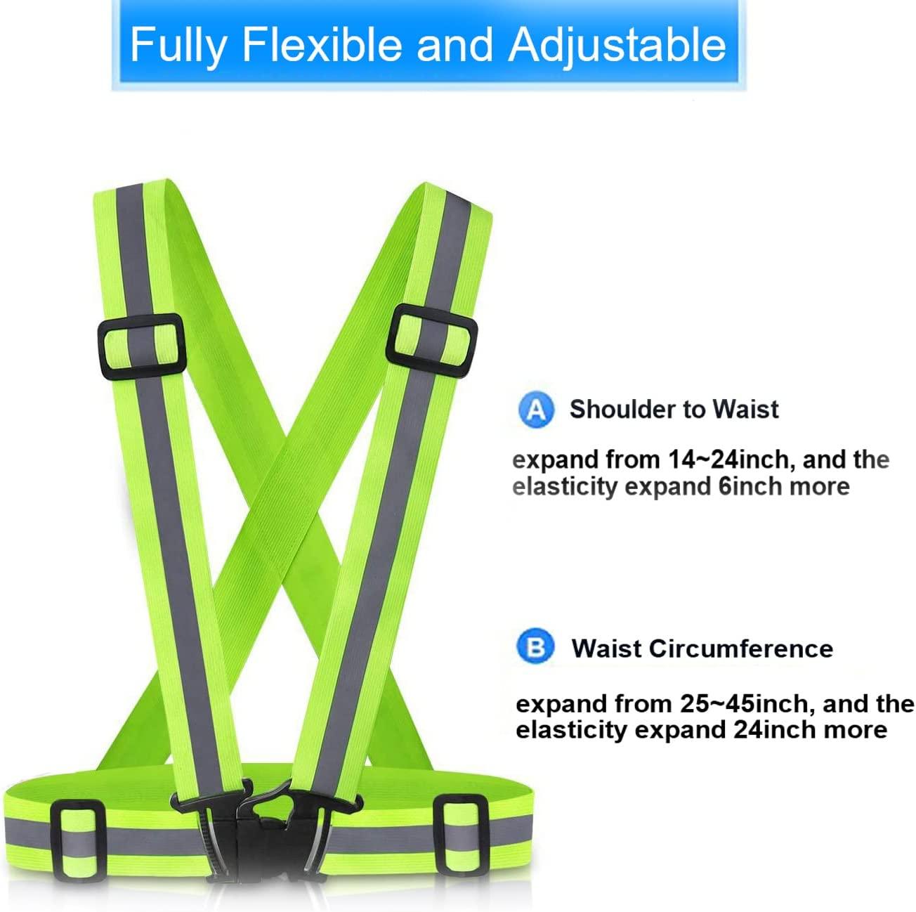Reflective Vest Running Gear 2Pack, High Visibility Adjustable Safety Ves  for Night Cycling,Hiking, Jogging,Dog Walking 