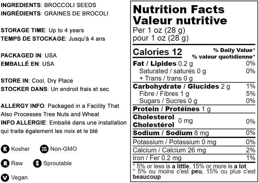 Broccoli Seeds for Sprouting, 1 Pound NonGMO Verified, Vegan, Kosher, Sirtfood, Bulk. Rich in