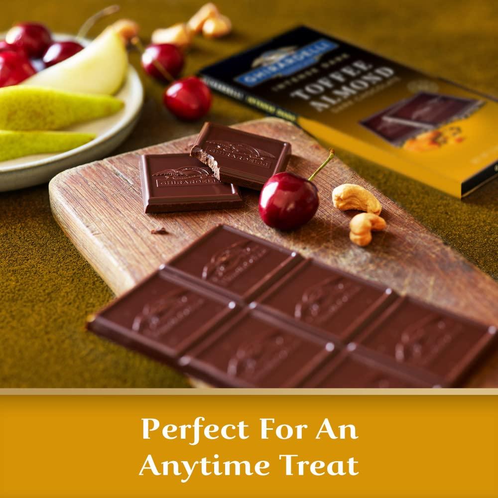 GHIRARDELLI Intense Dark Chocolate Bar with Toffee Almond 3.5 Oz
