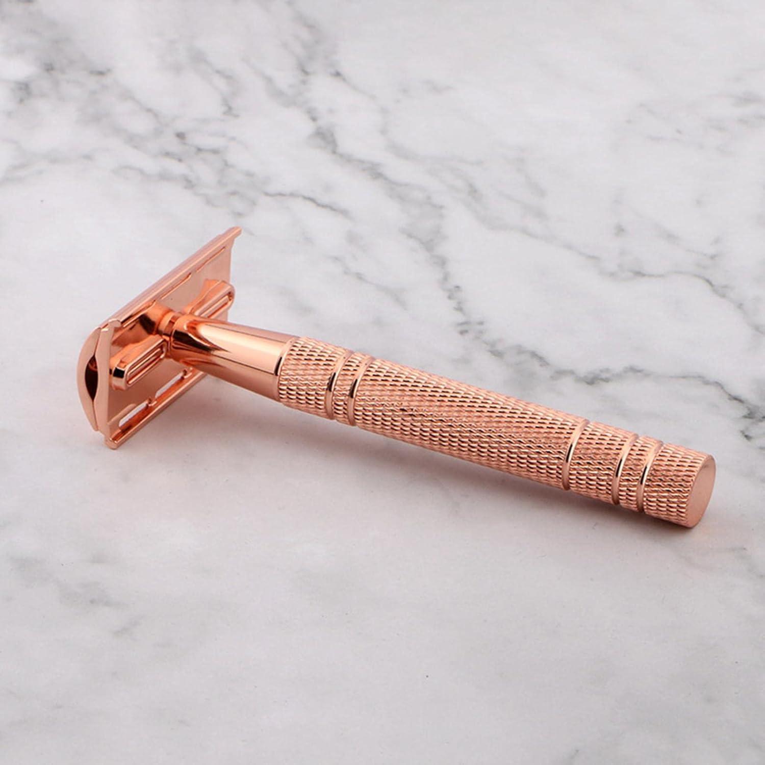Classic Rose Gold Double Edge Razor | Premium Safety Razor with 5 ...