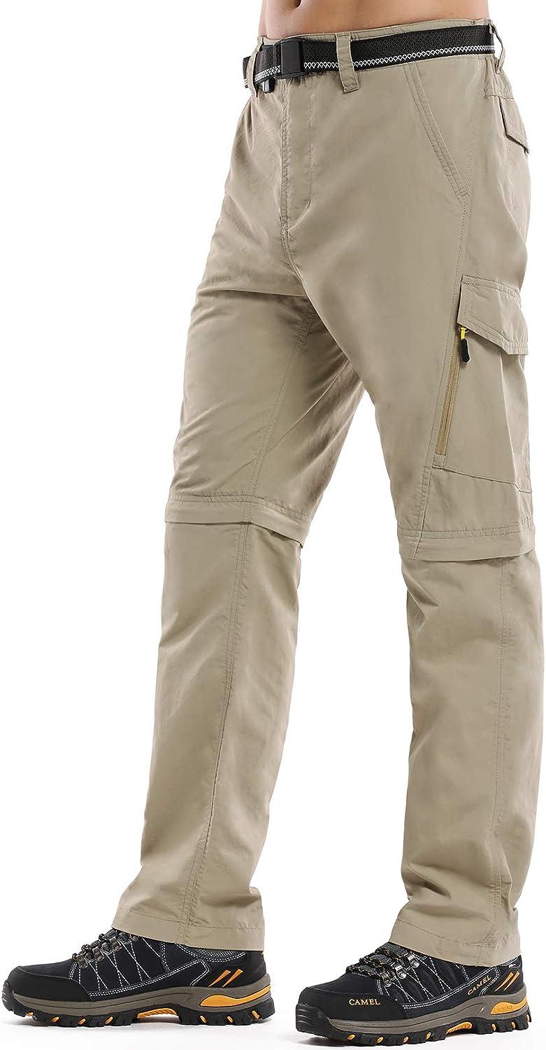 Mens Hiking Pants Quick Dry Lightweight Fishing Pants Convertible Zip Off  Cargo Work Pants Trousers 30 608 Khaki