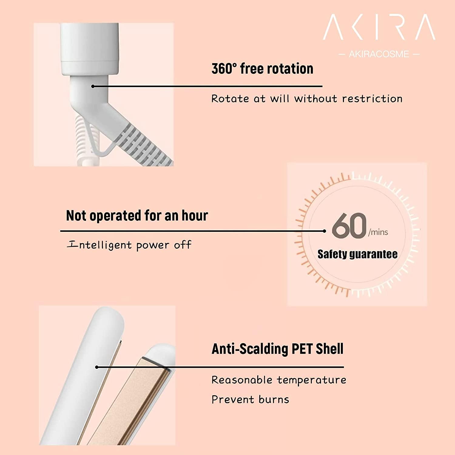 AKIRACOSME 2in1 Hair Straightener and Curler Professional Ceramic Ion