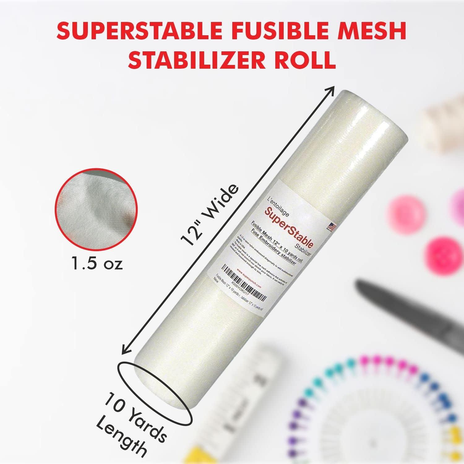  Superpunch Invisible No-Show Mesh Stabilizer, 1.5 Oz Cutaway  For Embroidery Machines-20inch X 100 Yard Roll, SuperStable Lightweight Cut  Away Machine Stabilizers Backing, Made In USA