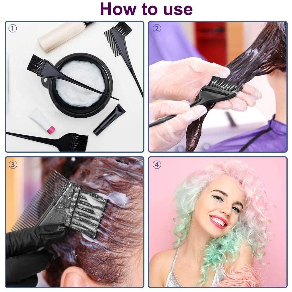 Hair Dye Color Brush and Bowl Set, 4Pcs Color Bowl Brushes Tool Mixing