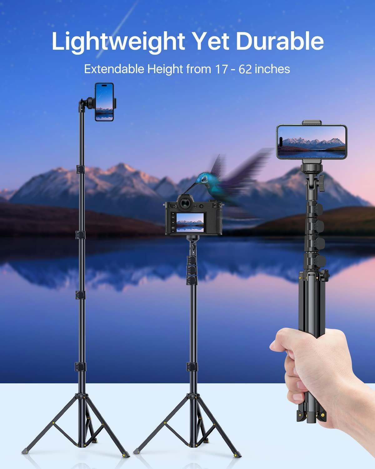 andobil 62'' Tripod for iPhone with Wireless Remote, Extendable Cell