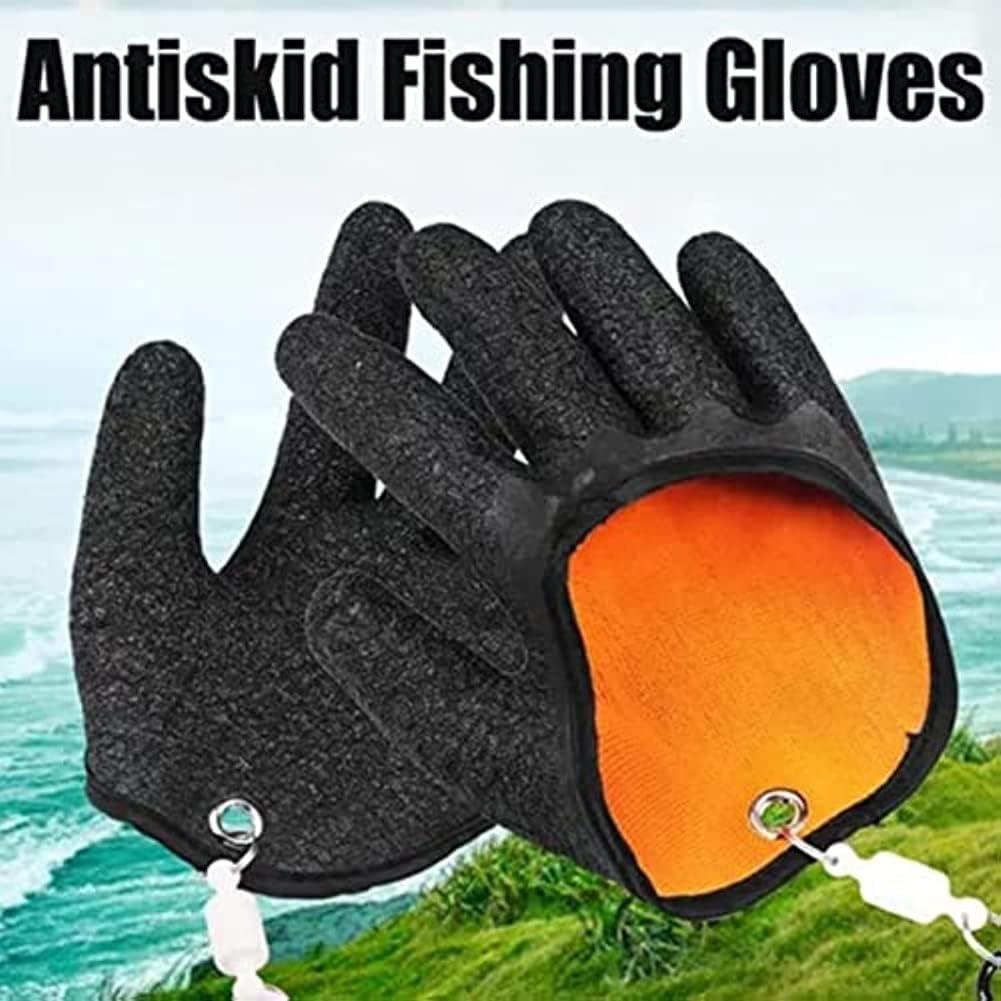 AGSIXZLAN 1 Pair Fisherman Fishing Catching Gloves,Non-Slip Protect Hand  Catch Fish Glove with Magnetic Hooks Resistant,Hunting Glove with Magnet  Release Professional Fish Cleaning Gloves Set