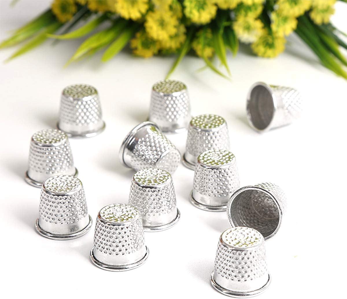  VILLCASE 15pcs Sewing Thimble Finger Thimble Coin Thimble Pads  Needle Finger Protector Thumb Protector Leather Thimble Embroidery Tools  Needlework Thimbles Sewing Finger Protector Iron Grip