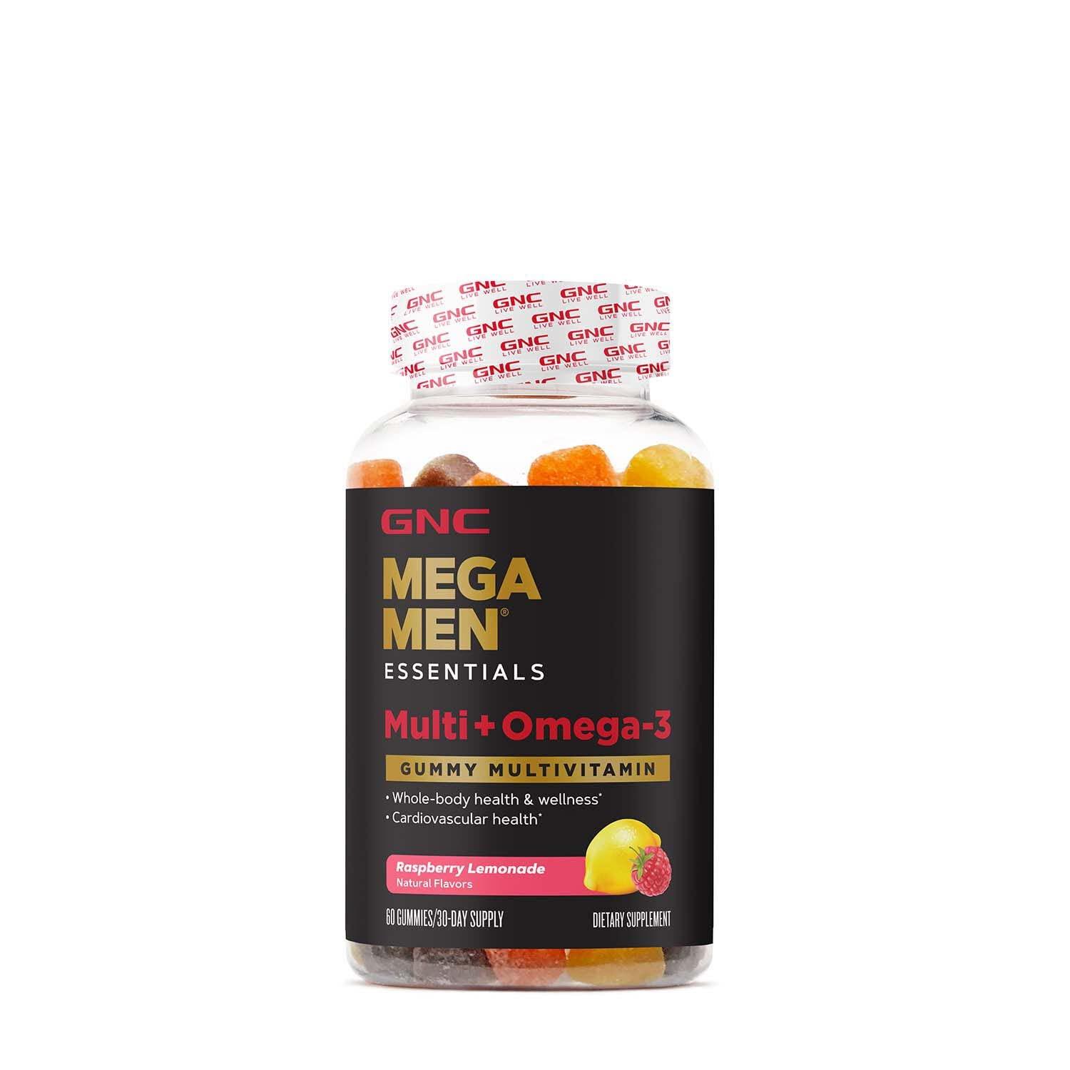 GNC Mega Men Essentials Multi Plus Omega 3 Gummy 60 ct
