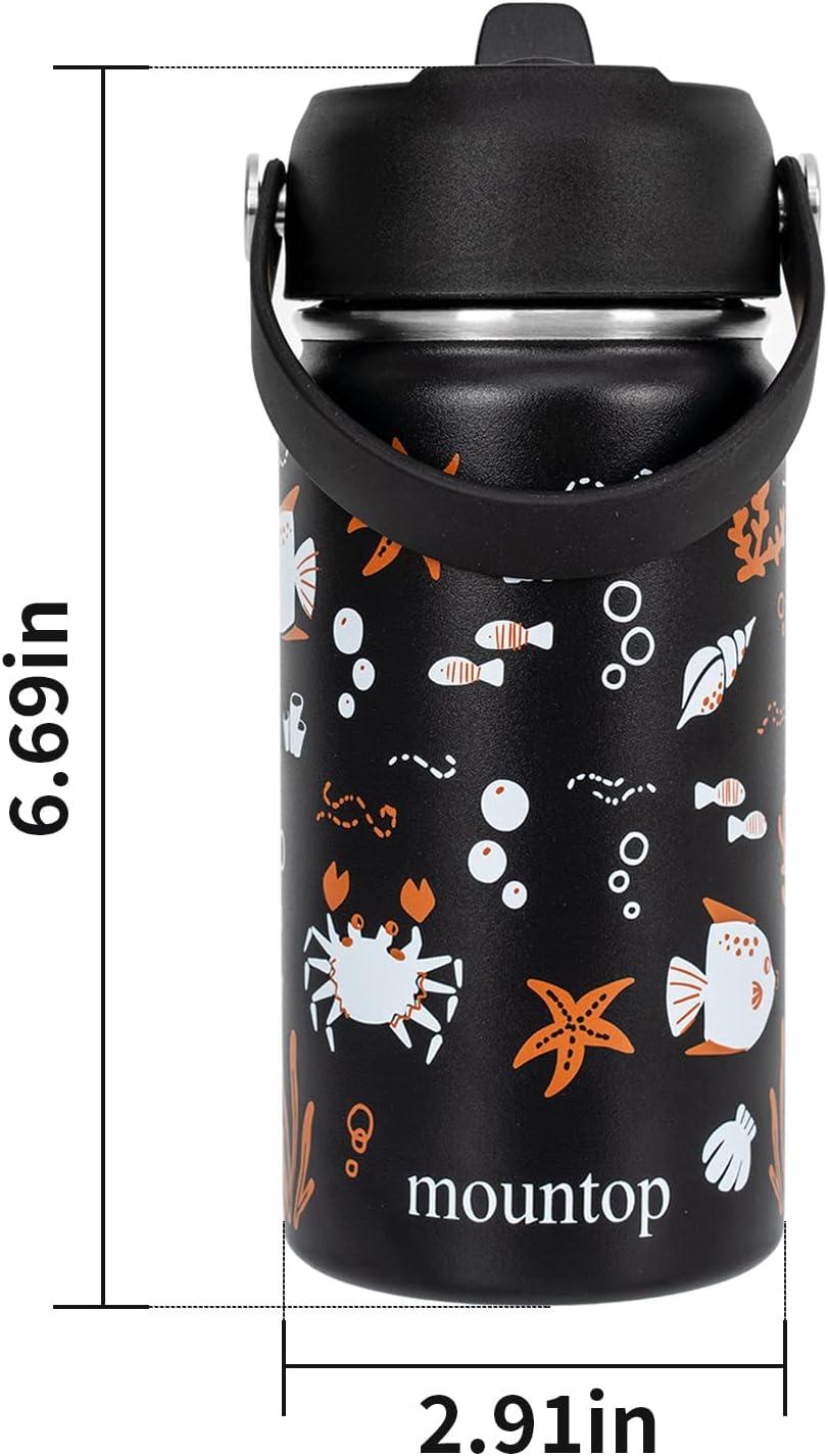 HQAYW Girls Water Bottles for School, 14oz Kids Water Bottle Stainless  Steel, Insulated Water Bottle with Straw Cap Leakproof, Wide-Mouth BPA Free