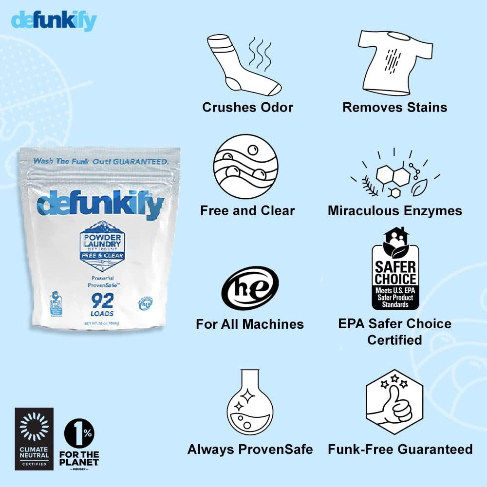Defunkify Powder Laundry Detergent, Free & Clear EPA Safer Choice