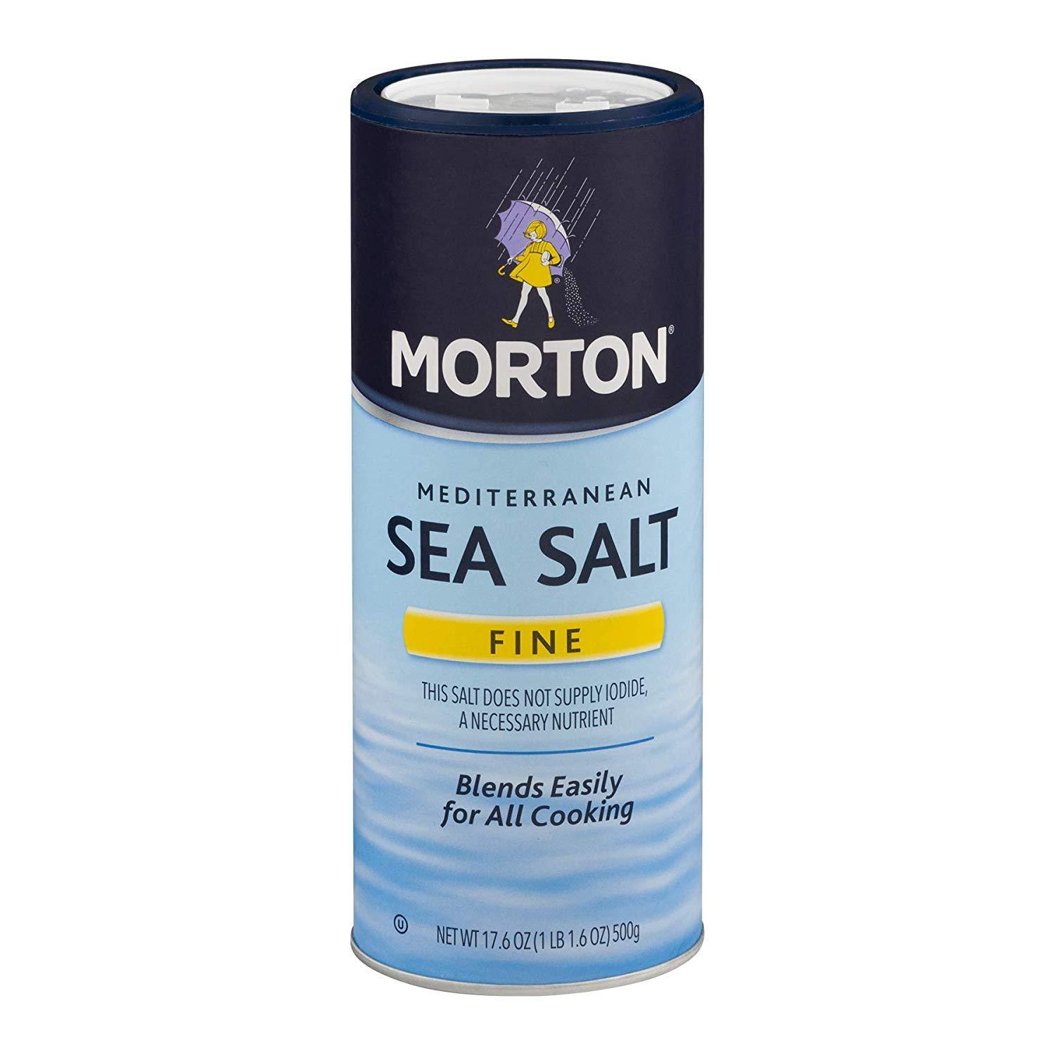 Morton Fine Mediterranean Sea Salt 17.6 oz. Pack of 2 Premium