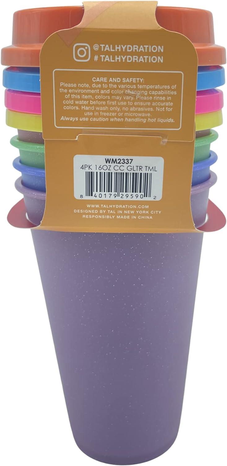 TAL Color Changing To-Go Reusable Hot Cups Set 16 oz 4 Pack