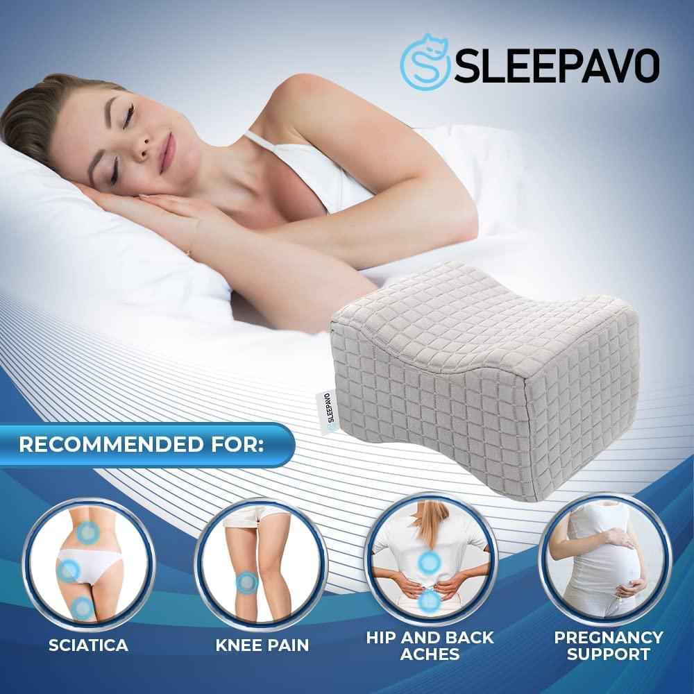 AUVON Contoured Leg Knee Pillow for Sleeping, Cooling Memory Foam Leg  Pillow for Sciatica, Back, Knee and Joint Pain Relief, Helps Spine  Alignment