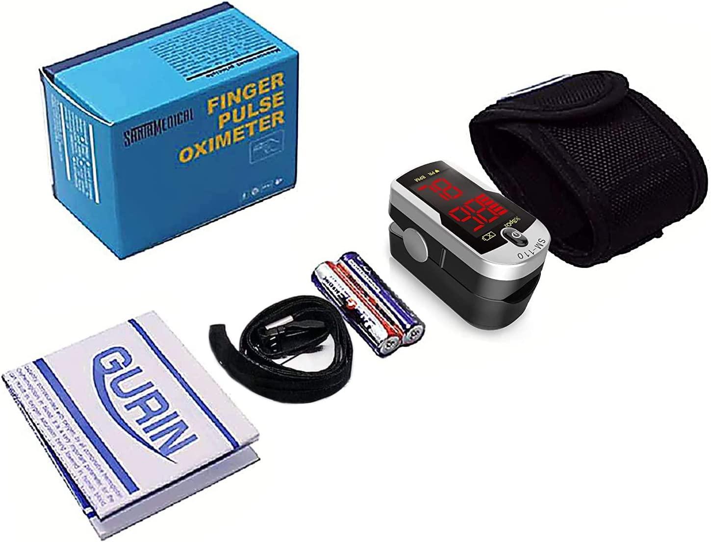 Deluxe SM110 Two Way Display Finger Pulse Oximeter with Carry Case and