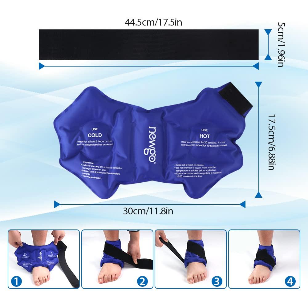 NEWGO Ankle Ice Pack Wrap Flexible Gel Cold Pack for Ankle Injuires, Reusable Gel Ice Pack for