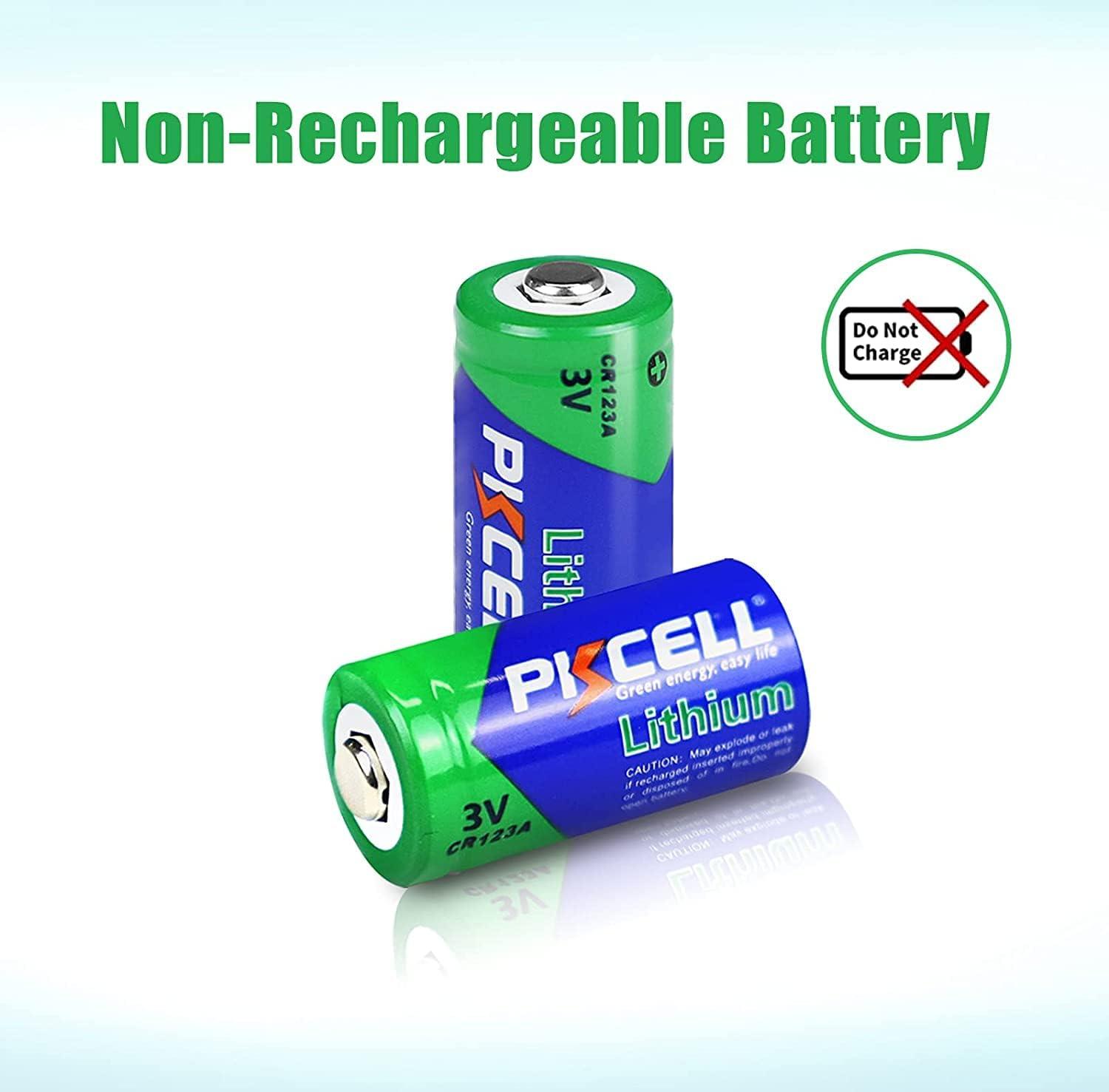 Pkcell 1500mAh 3V CR123A Lithium Battery, Lithium Photo Batteries