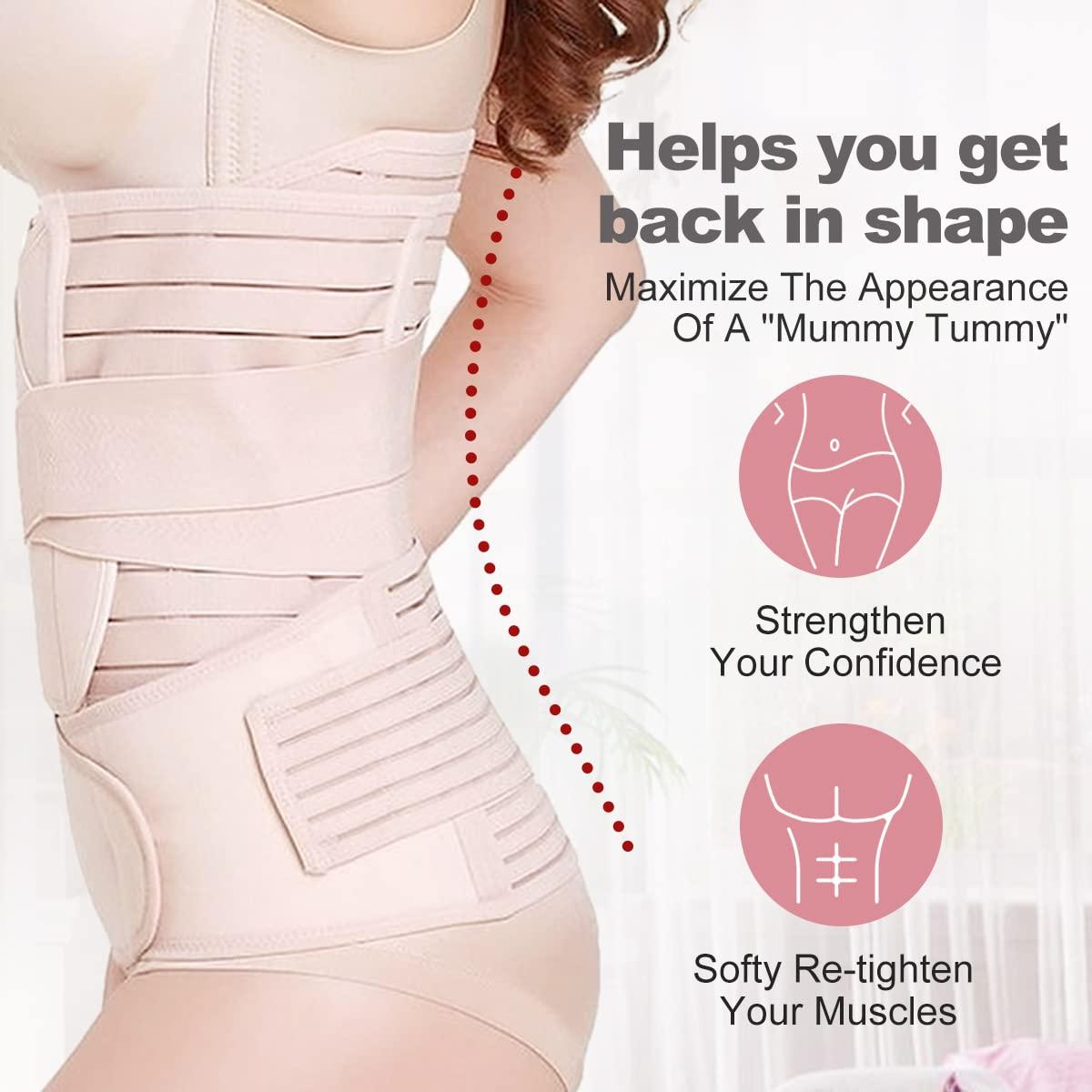 3 In 1 Postpartum Belly Band Wrap - Abdominal Binder Post Surgery C Section  Compression Girdle Belt - After Birth Recovery Support - Postnatal Pelvis  Waist Trainer Slimming Shapewear Body Shaper Classic Lvory Medium-Large