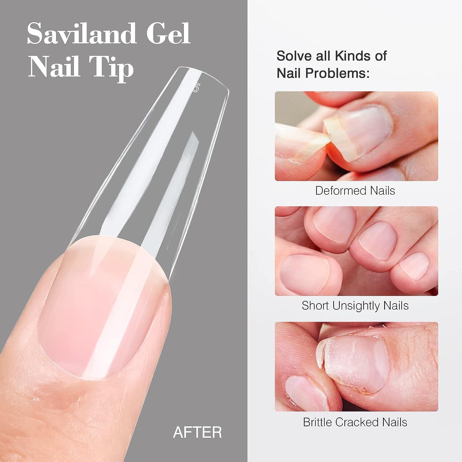 Saviland Gel x Nail Kit No Need File,Soft Gel Tips Nail Tip and Glue Gel