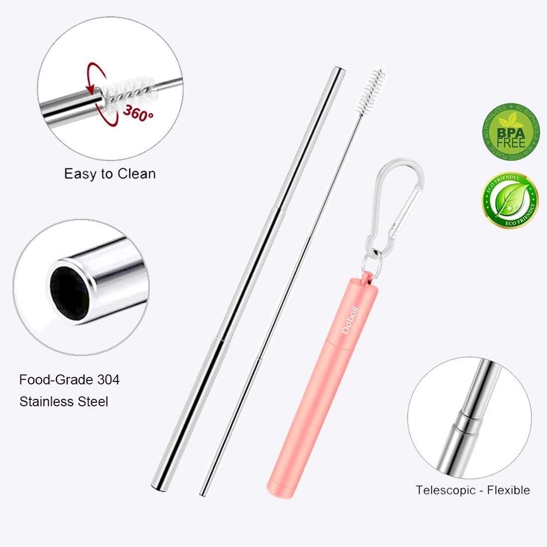 Eco-Friendly Reusable Stainless Steel Straws and Cleaning Brush