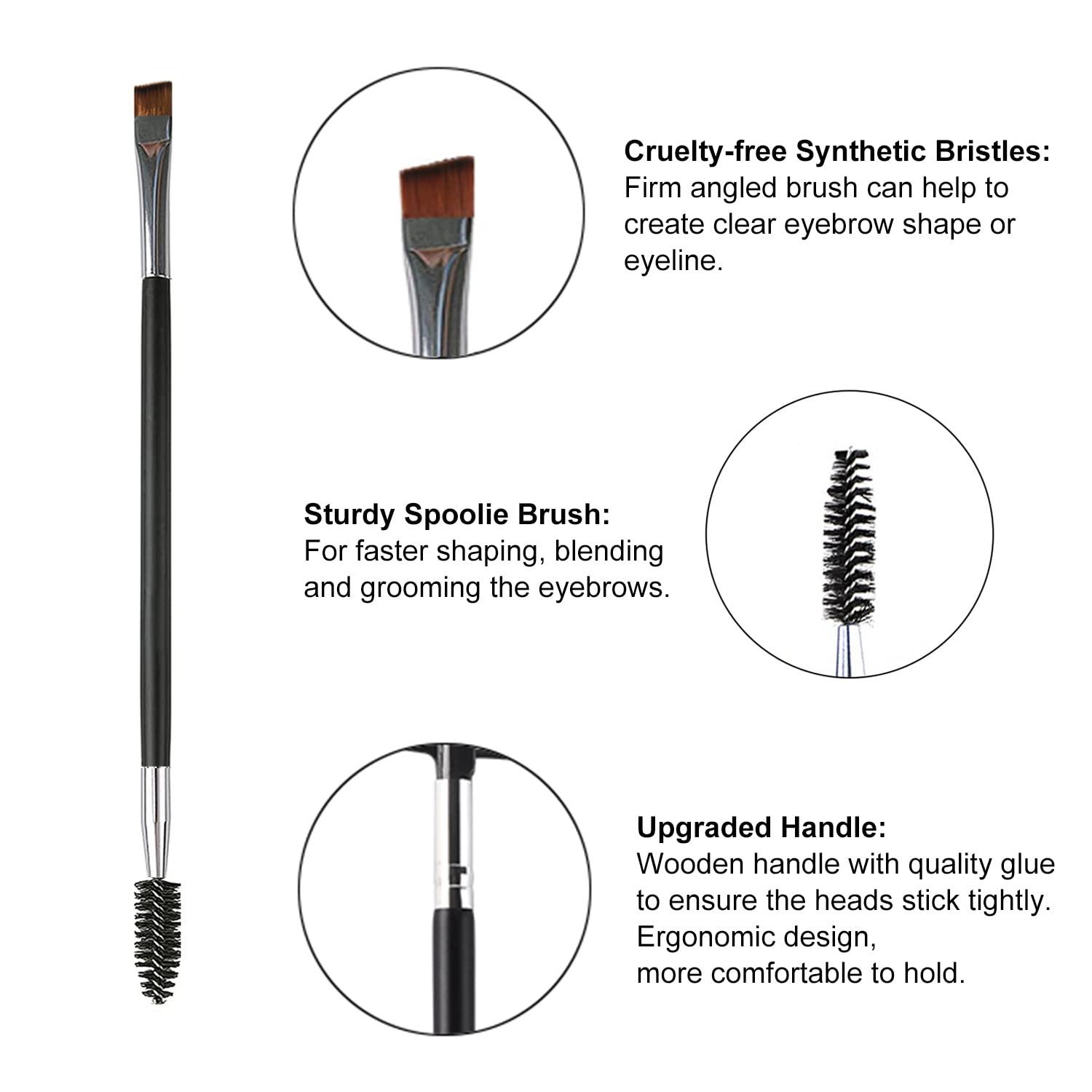 BLEGGEIT Pro Eyebrow Brush and Comb, Metal Eyelash Brush and Eyelash