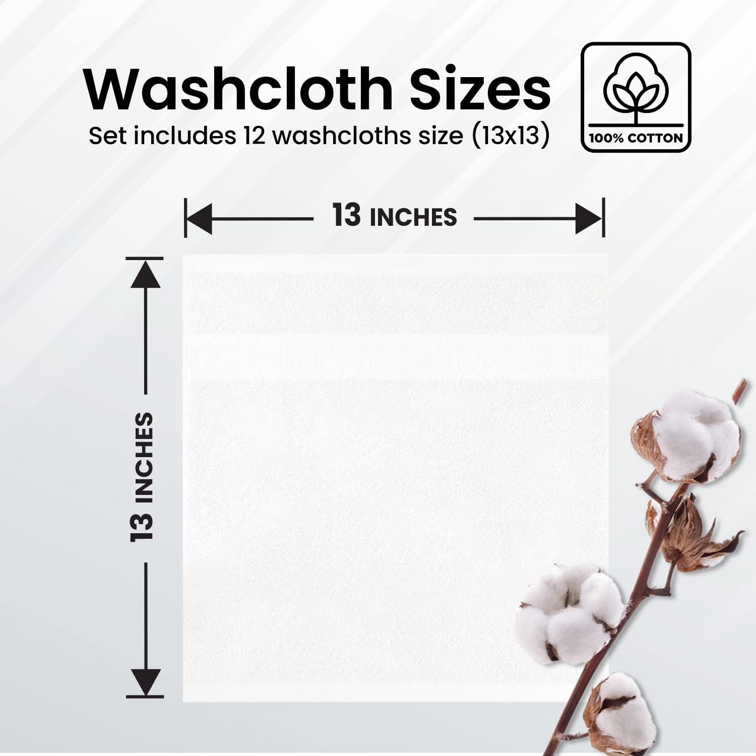 Infinitee Xclusives Premium White Washcloths Set Pack of 12 13x13
