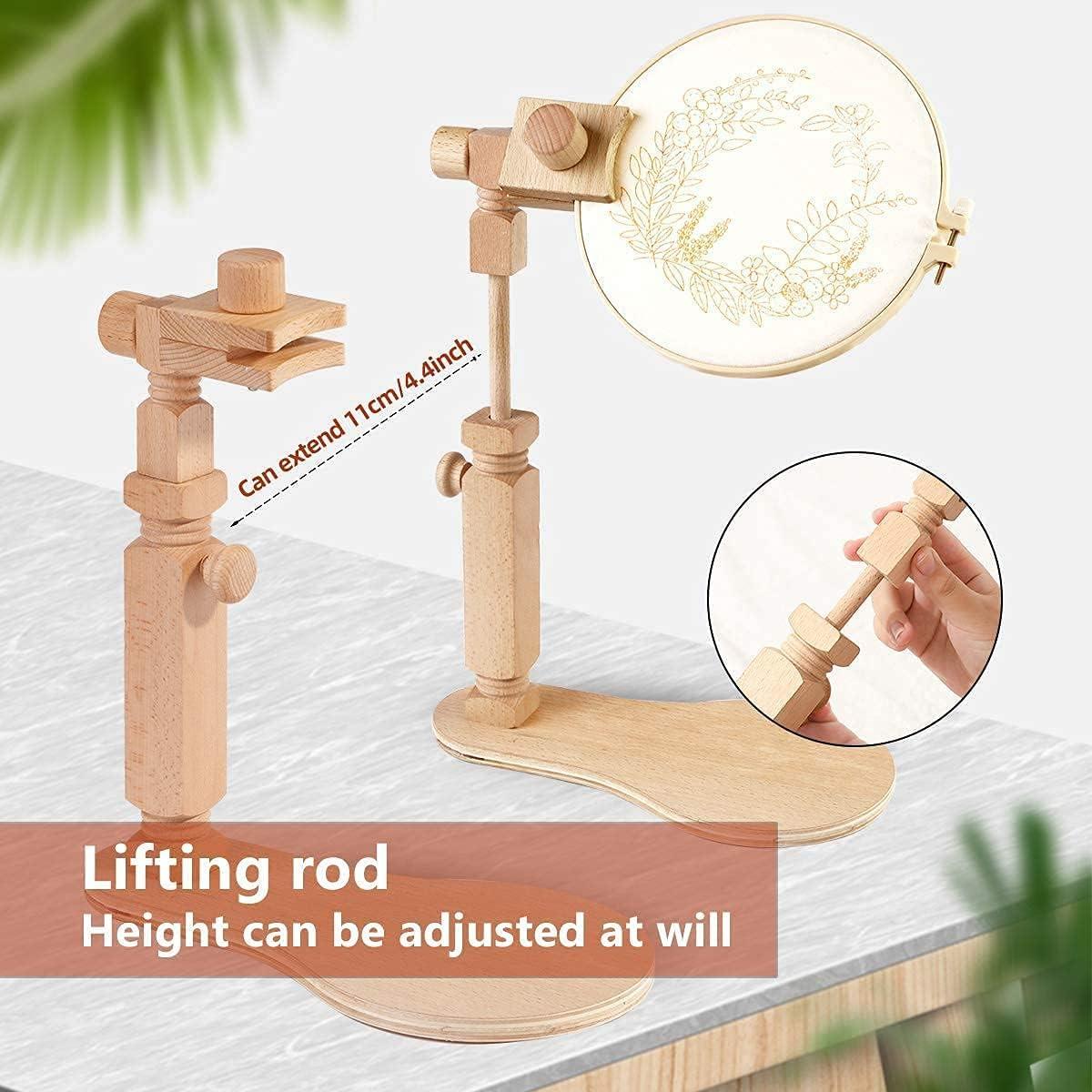 Embroidery Hoop Stand - Rotated Cross Stitch Stand Lap, Easy to Use Natural  Beech Wood Embroidery Hoop Holder, Hands Free Cross Stitch Stand for Art