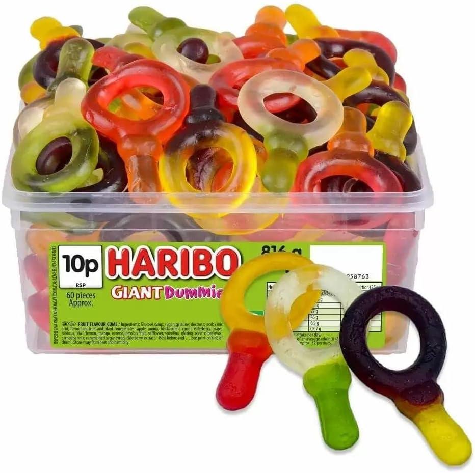 HARIBO Giant Dummies x 60 Pieces Sweets Tub Dummies 816 g (Pack of 1)